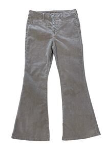 American Eagle Corduroy Pants Stretch Super High Rise Flare Button Fly Khaki 14